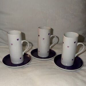 Schmid LaGardo Tackett Demitasse Set of 3 Espresso Cups & Saucers.